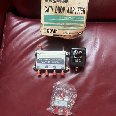 MASPRO CATV Drop Amplifier GDA84 - Coaxial RF Cable TV - 4 Output - 54-1000MHz - Image 1 of 4