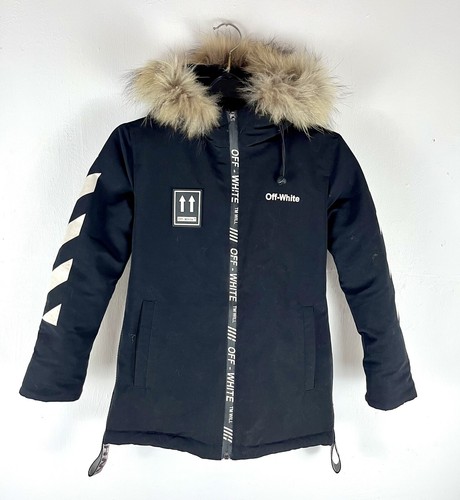 OFF WHITE Giacca giubbino imbottito nero freccia Off White bambino ragazza con cappuccio taglia 8 anni