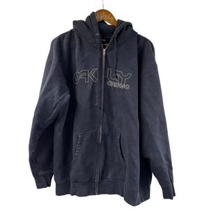 Oakley Chicago Full Zip Hoodie Navy Blue XL Vintage Skateboard Street Wear - Picture 1 of 8