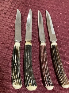 Stag Style Steak Knives Stainless Japan Set of 4 Vintage #7 - Picture 1 of 6