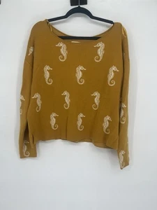 Maeve Anthropologie Seepferdchen Pullover Senfgelb Größe XL - Bild 1 von 5