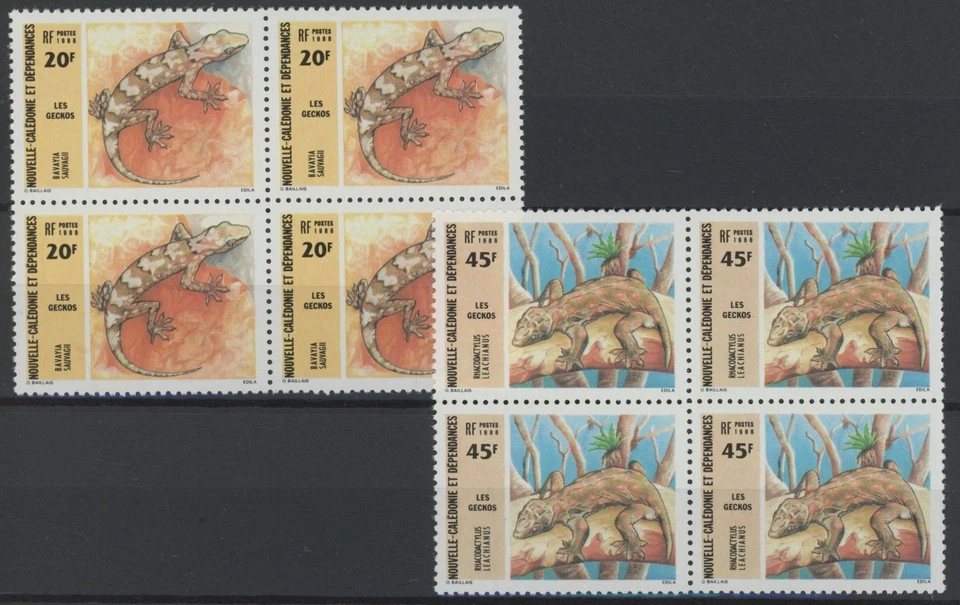 全新喀里多尼亚 1986 年:蜥蜴 - 4 件良好套装 VF 全新邮票带积木 — 第 1/1 张图片