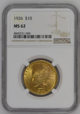 Gold Eagles 1926 $10 Indian Head NGC MS-62 Foto 1 de 2