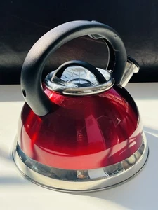 Creative Home Alexa 3.0 Quart Stainless Steal Whistlin Tea Kettle Red  - Picture 1 of 10