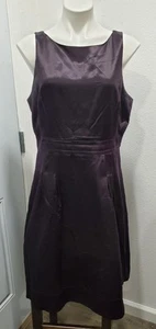Banana Republic Sleeveless Dk Plum A-Line 100% Silk Dress Women's Size 14 - Picture 1 of 7