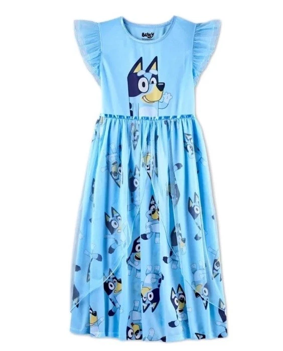 Camisón Bluey Personaje Niña Azul Satinado y Tul, Vestido Vestir 6/6X Nuevo con Etiquetas Foto 1 de 4