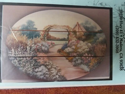 KATHY LANGDON 1991 COTTAGE GARDEN PATH FLORAL LANDSCAPE PAINTING PATTERN  - Image 1 of 3