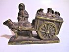 Vintage, Brass Belgium Milk Maiden with Dog Cart Figurine