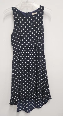 Vestido Everly Mujer Calce y Acampanado Pequeño Azul Marino Blanco Lunares Sin Mangas Alto-Bajo Foto 1 de 4