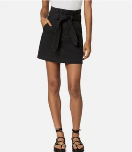 NWOT JOE'S women jean skirt 45GWTSBI6011 black cotton pockets belted 25 $158 - Picture 1 of 8