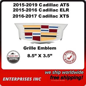 Cadillac Front Grille Logo Emblem Replacement 8.5" X 3.5" ATS ELR XTS 23157689