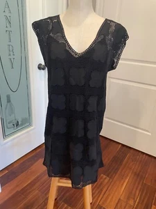 ALBERTA FERRETTI PHILOSOPHY Sheer embroidered dress lace black Full Slip Mini - Picture 1 of 14