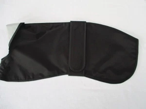 21" 53 cm WATERPROOF WHIPPET COAT RAIN MAC BLACK NYLON OUTER /PU COATED LINING - Picture 1 of 6