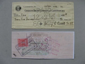 CANADA NEWFOUNDLAND, bank cheque 1946, stamp used as revenue - Picture 1 of 1