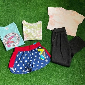 Assorted Mixed Clothes Lot of 5 Youth Girl's Jogger, Shorts and Te Dye T-Shirts - Picture 1 of 6