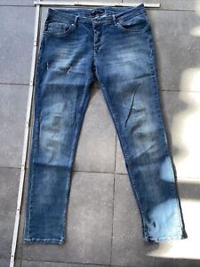 MERISH 5-Pocket-Jeans Light Blue destroyed Stretch W36/L34 Used Look