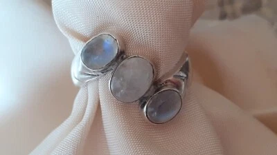 Anello opali arcobaleno  e quarzo .Argento 925.Unisex - Immagine 1 di 4