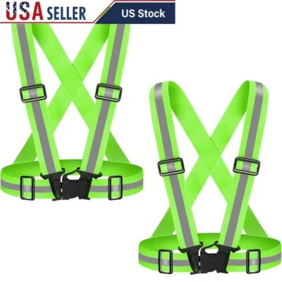 High Visibility Adjustable Reflective Safety Vest Running Jogging Cycling Gear - Image 1 of 4