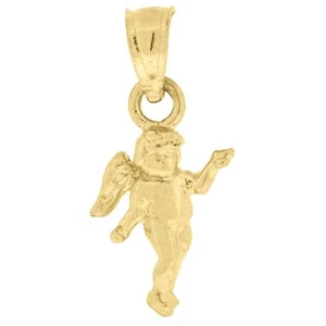10kt Yellow Gold Unisex Angel Religious Charm Pendant - Picture 1 of 1
