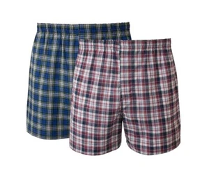 Hanes Big Man's 2-Pk Woven Tagless Underwear Plaid Tartan Boxer Shorts 5X-Large - Picture 1 of 5