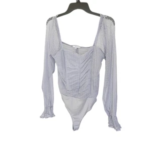 Blashe womens juniors Sz XL blue off the shoulders polka dots body suit top - Picture 1 of 6