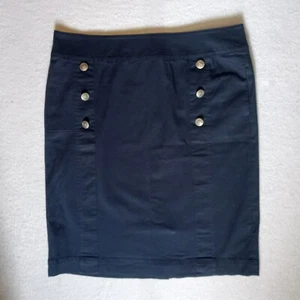 Gonna marinaio Laura Ashley taglia 16 navy matita midi - Foto 1 di 9