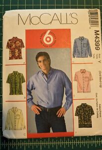 McCall's 4399 6 Great Looks, 1 Easy Pattern Men's Shirt Sewing Pattern Sizes S-L