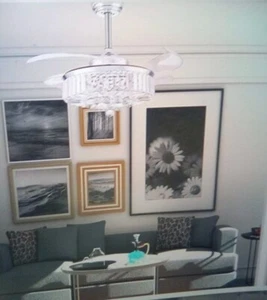 DuMaiWay 48" Chandelier Ceiling Fan With Lights, Fandelier, Retractable Crystal - Picture 1 of 10