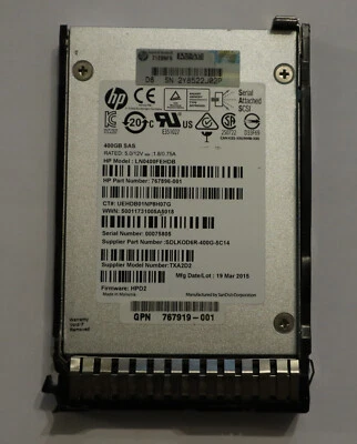 SSD HP LN0400FEHDB 767896-001 767919-001 400GB MLC SAS-2 6Gbps 2.5'' Zoll - Bild 1 von 2