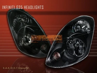 FIT FOR 2003-2004 INFINITI G35 SEDAN 4D/4DR JDM BLAK HEADLIGHTS - Image 1 of 2