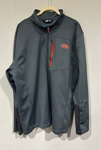 Worn Once XXL The North Face men's Gray with orange 3/4 zip up fleece top - Picture 1 of 11