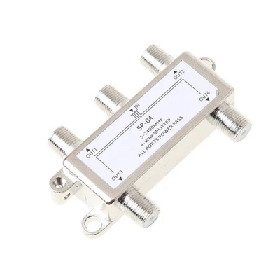 4 Way Splitter Antenna Satellitare TV 5-2400MHz Coassiale Cable HDTV Satellite - Immagine 1 di 3