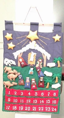 Vintage Oh Christmas Tree Fabric Advent Calendar Kubla Crafts Interactive Kids - Image 1 of 4