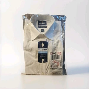Stafford Fitted Size 14.5 /  32-33 White Long Sleeve Travel Easy Care Shirt NIP - Picture 1 of 3