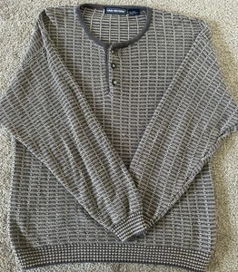 Vintage 90’s Van Husen Basic Knit Henley Pullover Sweater Grunge Size Large - Picture 1 of 6