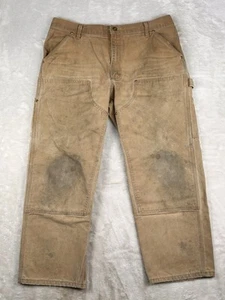 Vtg Carhartt Double Knee B01 Canvas Carpenter Pants Mens 38x30 (36x28) Union USA - Picture 1 of 8