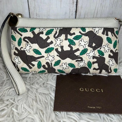 GUCCI Elefante Raro Cuero Bolsa Segundo Bolso de Mano Auténtico Foto 1 de 4
