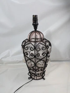 Vintage Hand Blown Murano Bubble Glass Caged Table Lamp Mid Century Venetian - Picture 1 of 24