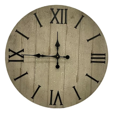 24" Wall Clock Rustic Weathered Wood - Image 1 of 3
