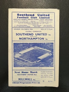 29.3.1958. Southend United Reserves v Northampton Town Res, (Football Comb). - Picture 1 of 2