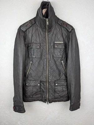 Superdry Hombre Chaqueta Militar Brad Vintage Marrón Multibolsillo Cuero Talla L Foto 1 de 4