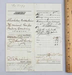 1883 Summons for Missouri Pacific Railway Mr. Boobenheimers Cow Killed by Train - Picture 1 of 2