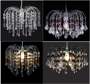 Acrylic Crystal Bead Chandelier Style Modern Ceiling Light Shade Droplet Pendant - Picture 1 of 5
