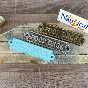 Poop Deck Sign - Antique Brass, Silver, Light Blue Finish - Nautical Decor -Iron - Picture 1 of 7