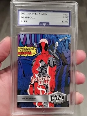 2021 UD Marvel X-Men Metal Universe DEADPOOL BLUE VARIANT #123 FLAWLESS 9 - Image 1 of 4