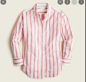 NUEVO CON ETIQUETAS J Crew Camisa Top Calce Relajado Algodón Lavado Popelina en Rosa Rayas Talla 00 - Imagen 1 de 6