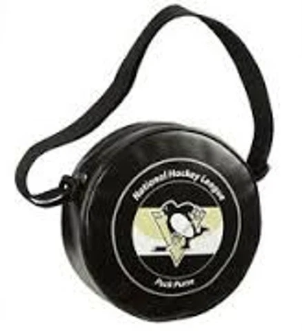 Pittsburgh Penguins Small Puck Bag/purse, Officially NHL licensed -  6" x 2" Cover
