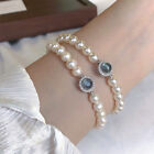 Bracelet élégant imitation rétro perle strass bleu cristal perle bracelet BI