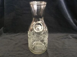 PAUL MASSON Vineyards ETCHED GLASS CARAFE 1988 NORMAN KOSARIN Floral - Picture 1 of 7