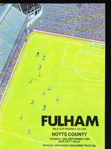 FULHAM V NOTTS COUNTY 1985/86 24-09-1985 DIVISIÓN 2 - Imagen 1 de 1